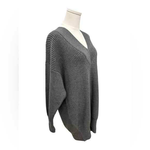 525 AMERICA Ellie Cotton V Neck Dress in Charcoal Heather Gray Women Size XS NWT - Picture 4 of 14